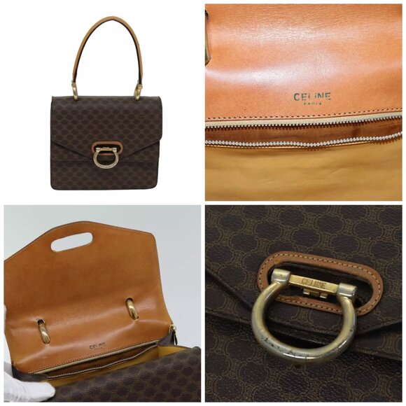 CELINE Macadam Canvas Hand Bag PVC Brown - Picture 13 of 16